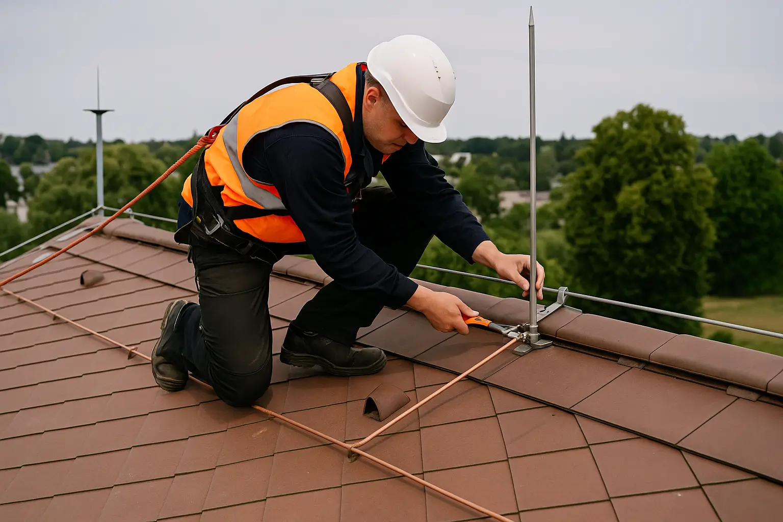 Installation Blitzschutzanlage Dach